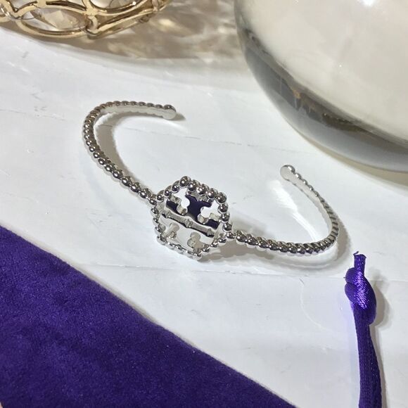 TORY BURCH HEXAGON SILVER OPEN BRACELET - Picture 5 of 7